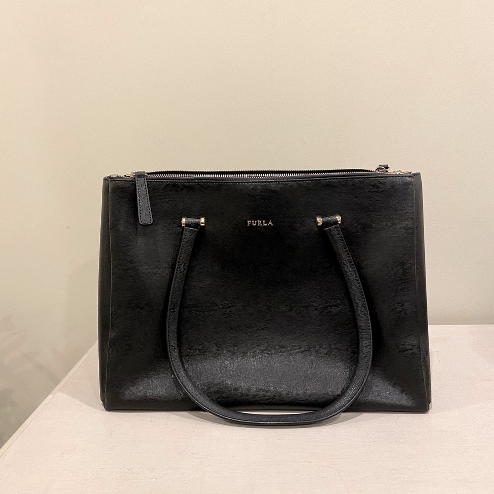 Furla Patent Leather Tote (Black)